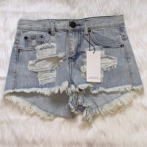 High-waisted denim shorts